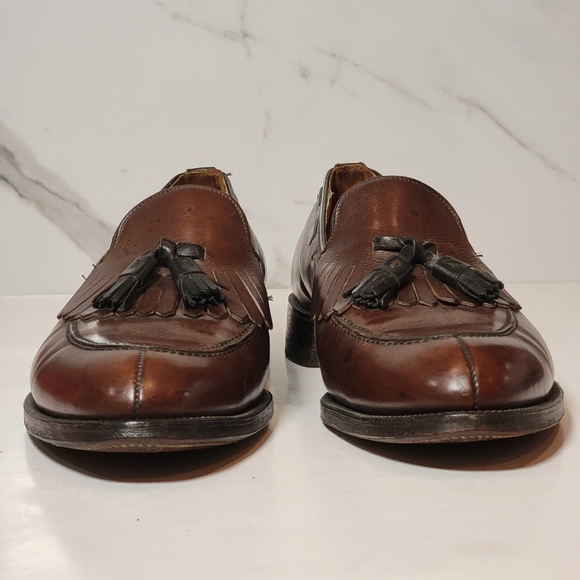 Men's leather Almond Toe kilt tassels loafers Size 11 - Picture 7 of 9